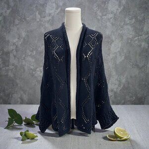 Angel‎ Of The North Open Knit Cardigan Boho Cottagecore Grannycore Navy XS S